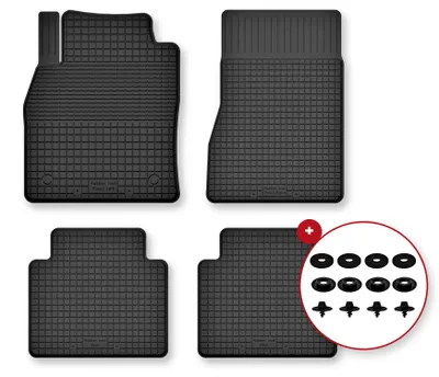 Image de Tapis de sol en caoutchouc pour Nissan X-Trail III T32 FL 2017-2021 (SUV) – 4 pièces, noirs, semi-universel, adapté