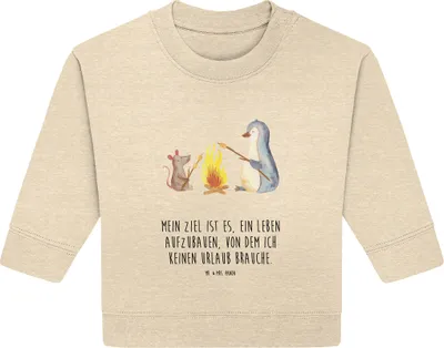 Produktbild von Mr. & Mrs. Panda Organic Baby Pullover Pinguin Lagerfeuer 12. - 18. Monat - Natural Raw - Geschenk, Bullover, Arbeit, Job, Maus, Feuer
