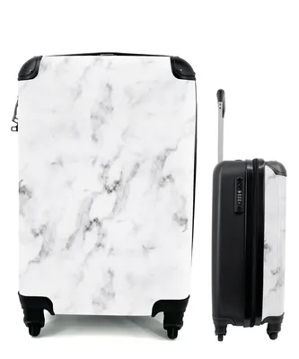 Produktbild von MuchoWow® Koffer Handgepäck Trolley Rollkoffer Kleine Reisekoffer mit 4 Rollen - Marmor - Luxus - Weiß - Grau - Marmoroptik - Cabin Size < 55x40x23 cm & 55x40x20 cm - Fotokoffer - Kabinenkoffer - Boardgepäck - Reise-Box - Reisekoffer - Reisegepäck - Koffer mit Bild - Trolley für Kinder