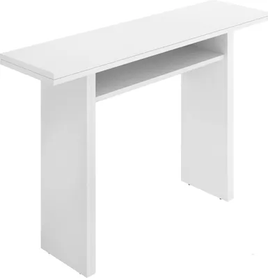 Produktbild von Ausziehbarer Tisch Dmanuel, ausziehbare Zusatzkonsole mit mehreren Positionen, klappbarer Esstisch mit klappbarer Platte, 110 x 33 / 66 x 75 cm, Weiß