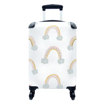 Produktbild von MuchoWow® Koffer Handgepäck Trolley Rollkoffer Kleine Reisekoffer mit 4 Rollen - Mädchen - Muster - Regenbogen - Cabin Size < 55x40x23 cm & 55x40x20 cm - Fotokoffer - Kabinenkoffer - Boardgepäck - Reise-Box - Reisekoffer - Reisegepäck - Koffer mit Bild - Trolley für Kinder