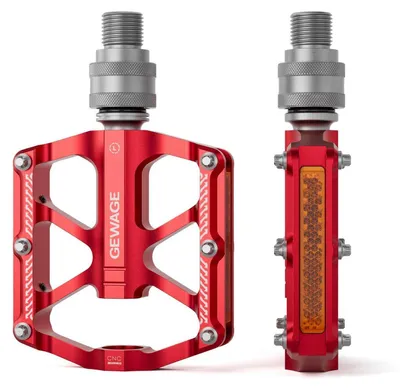 Obrázok produktu pre Rýchloupínacie pedále na bicykel, 9/16 palca, CNC hliník, červené, s reflektormi