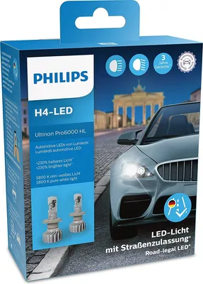Obrázek produktu pro Originální žárovka Philips Ultinon Pro6000 H4 LED s homologací pro silniční provoz 12V +230% Žárovka