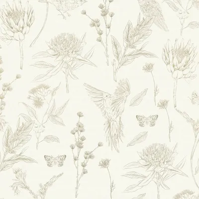 Produktbild von Profhome 394293-GU Vogel Vliestapete Blumen matt weiß grün 5,33 m2