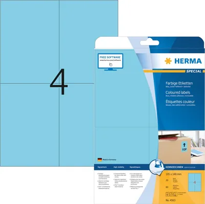Produktbild von Etiketten 105x148 mm blau ablösbar Papier matt VE=32x 80 Stück