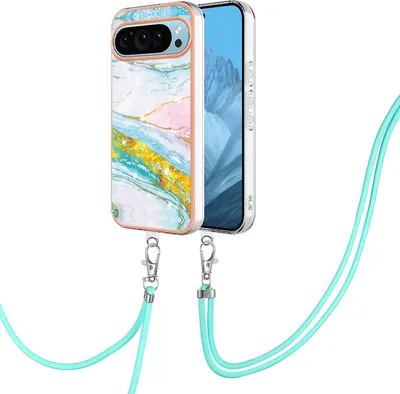 Obrázek produktu pro Pouzdro s řemínkem pro Google Pixel 10, měkké TPU nárazník, ochranné pouzdro, s nastavitelným popruhem Tyrkysový