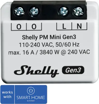 Produktbild von Shelly PLUS PM Mini, Weiß, 802.11b, 802.11g, Wi-Fi 4 (802.11n), 2,4 GHz, 30 m, 20 dBmW, 2.4 – 2.495