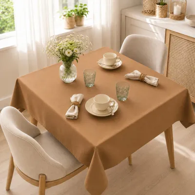 Immagine prodotto di Tovaglia 85 x 85 cm per tavolo da cucina e da pranzo in marrone chiaro