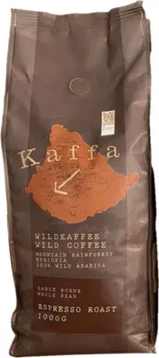 A bag of Kaffa Wildkaffee Espresso Roast coffee beans.