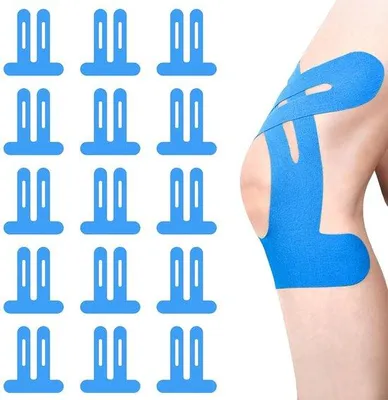 Produktbild von 15 Stück kinesiologische Knieschutzbandagen, atmungsaktiv, wasserdicht, für Laufen und Fitness (blauw)
