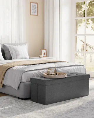 Obrázek produktu pro Sedací taburet/taburet s úložným prostorem – skládací lavice – 110 × 38 × 38 cm – nosnost až 300 kg – tmavě šedá