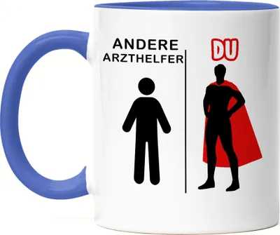 Produktbild von Andere Arzthelfer Du Tasse Blau Superheld Mein Held Dankeschön Geschenkidee Lustig Humor