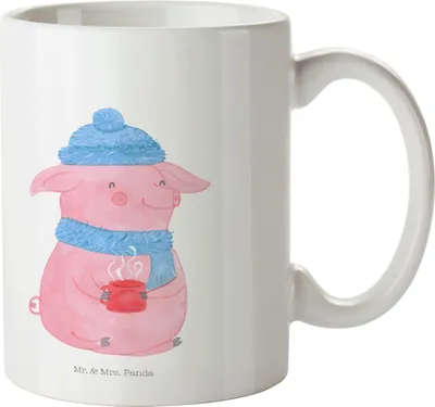 Produktbild von Mr. & Mrs. Panda Kindertasse Schweinchen Glühwein - Weiß - Geschenk, Trinklernbecher, Haferl, Outdoor Becher, Betrunken, Weihnachtsmarkt, Mehrwegbecher, Winter, Pott
