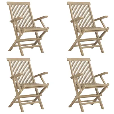Produktbild von vidaXL Gartenstühle 4 Stk. Klappbar Grau 56x61x89 cm Massivholz Teak