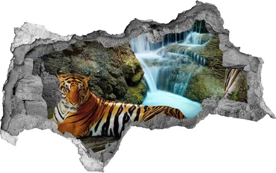 Produktbild von Selbstklebender Loch-3D-Aufkleber 95x73 cm Tiger Wasserfall