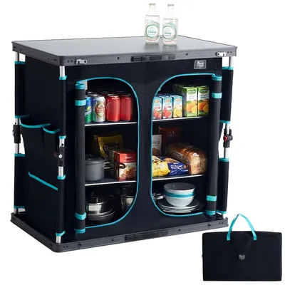 Produktbild von Campingschrank Campingküche Campingregal - Klappbar - 6 Fächer - Mit Tragetasche - 84 x 50 x 80 cm