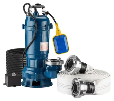 Vuilwaterpomp 1500 W, 36000 l/h, 20 m slang, max. 10 m