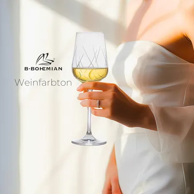 Produktbild von B.BOHEMIAN Weingläser KRIS KROS, 4er Set 350ml, Exklusiv Weingläser, Kristall gläser set