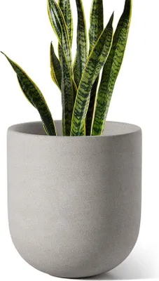 Image de Pot de fleurs en céramique 25 cm - Gris - Céramique - Intérieur et extérieur - Pièce unique