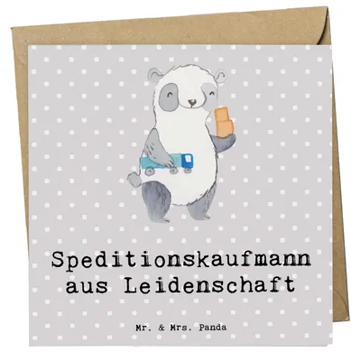 Produktbild von Mr. & Mrs. Panda Glückwunschkarte Speditionskaufmann Leidenschaft - Grau Pastell - Geschenk, Grußkarte, doppelkarte, Klappkarte, faltkarte, anlasskarte