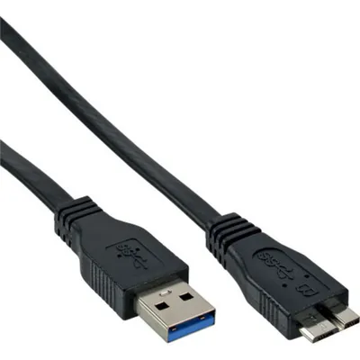Produktbild von InLine® USB 3.2 Gen.1 Flachkabel, A an Micro B, schwarz, 1m