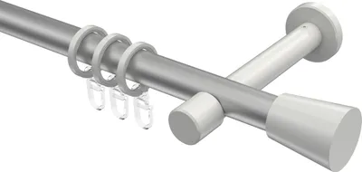 Produktbild von Interdeco Gardinenstange / Vorhangstange Silbergrau / Weiß, Typ Prestige Sitra (Konus), 20 mm Ø 1-läufig, 320 cm