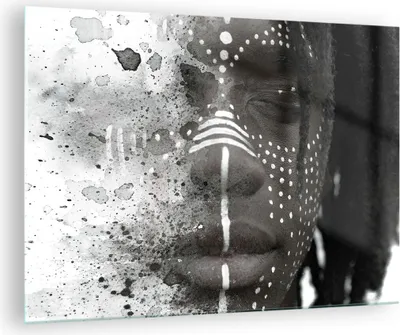 Produktbild von Bilder auf glas - Einteilig - Afrikanisch Autochthon Gesicht - 70x50cm - Glasbilder - Wandbilder - Bilder - Wanddekoration aus Glas - Glas Bilder - Wandbild auf Glas - GAA70x50-4788