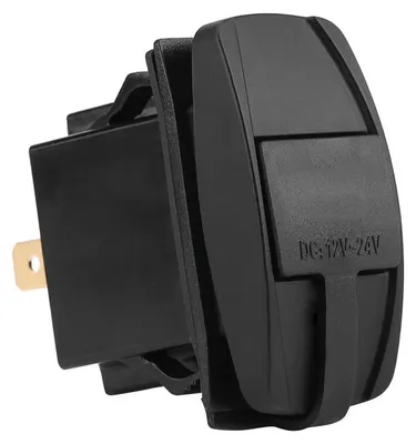 Image de Adaptateur secteur étanche pour voiture 12-24 V, 3,1 A, avec deux ports USB et voyant LED bleu