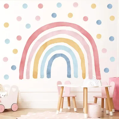 Immagine prodotto di Adesivi murali per cameretta dei bambini con arcobaleno e 50 elementi