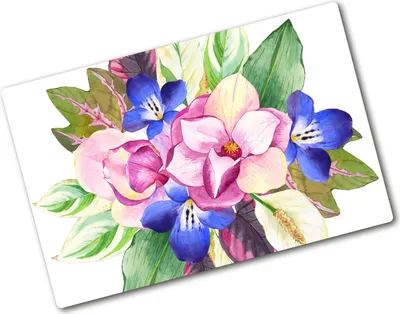 Produktbild von Tulup Glas Herdabdeckplatte - 80x52 cm - Glaskeramikkochfeld-Abdeckung Spritzschutz Glasabdeckplatte - Einteilig - Blumen & Pflanzen - Blumenstrauß - Mehrfarbig