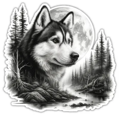 Produktbild von Husky im Wald Aufkleber für Auto, Motorrad, Fahrrad oder Wohnmobil