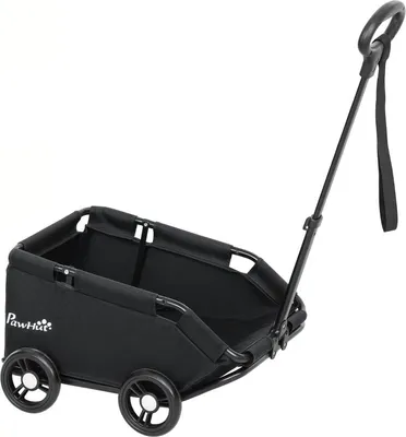 Image de Chariot pour chien Fortuna Lai, poussette pliable pour chiens nains jusqu'à 4 kg, poussette pliable pour chats avec poignée, coussin lavable, sangles de sécurité, sac de rangement, 4 roues, noir