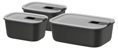 Obrázok produktu pre Sada nádob na potraviny Mepal EasyClip Nordic Black – 3 kusy: 2x 450 ml + 1 liter