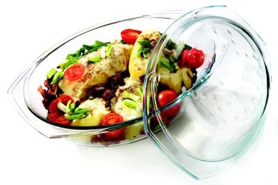 Produktbild von Glasbräter 2,9 L mit Deckel Auflaufform Bratschüssel Dropsystem Glas  EU