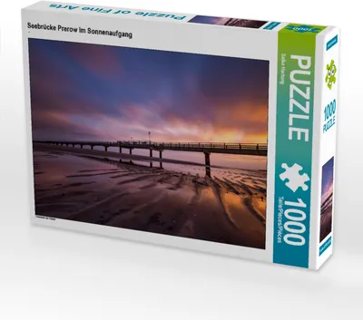 Produktbild von CALVENDO Puzzle Seebrücke Prerow im Sonnenaufgang | 1000 Teile Lege-Größe 64x48cm Foto-Puzzle für glückliche Stunden