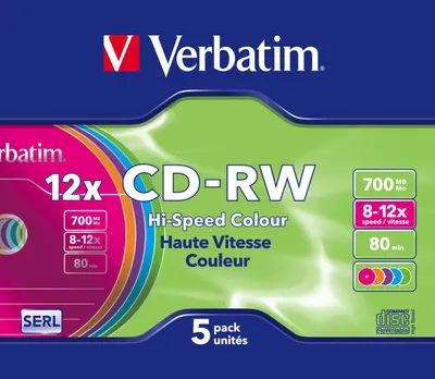 Image de Verbatim CD-RW Colour 12x, boîtier mince