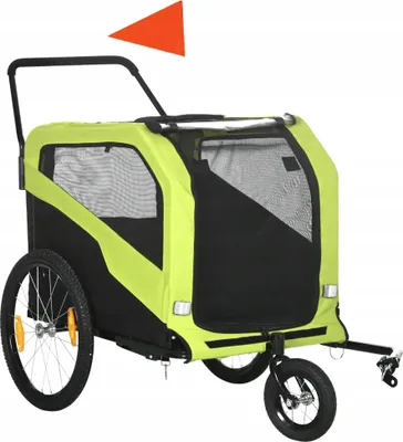Zdjęcie produktu dla Przyczepka Rowerowa Dla Zwierząt Zielona 170x77x90cm PAKO D00-168V00GN