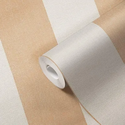 Zdjęcie produktu dla Tapeta flizelinowa w paski tapeta pomarańczowo-kremowa w paski 397942 wzór tapety Pure Elegance