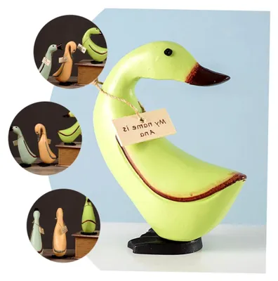 Produktbild von Holzskulpturen 3 Stück Entenfiguren Kreative Heimdekoration für Hochzeit und Wohnraum Tischdeko 15cm