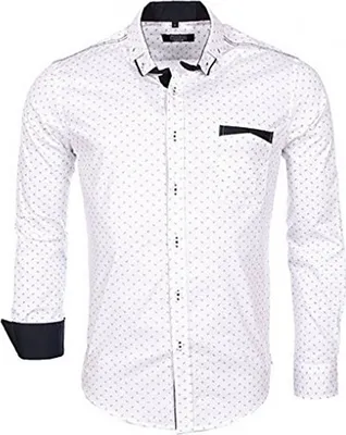 Immagine prodotto di Camicia da uomo firmata CARISMA, nuova di zecca, bianca con applicazioni blu navy, modello CRM8250 S