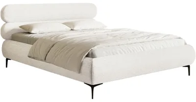 Produktbild von Selsey Roule Cord – Polsterbett 180x200 mit Cordstoff und schwarzen Füßen, Creme