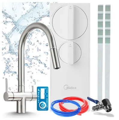 Produktbild von Küchenarmatur Ari Slender Mit Umkehrosmose Wasserfiltersystem Ro5 400 Gpd, Zweigriffarmatur, Keramikkartusche, Perlator, Inox
