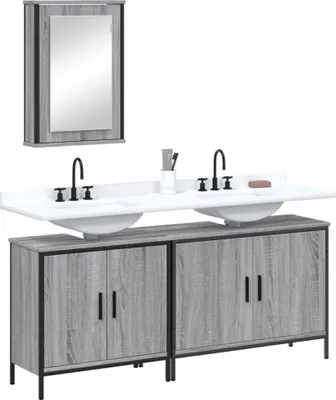 Image de Maison Exclusive - Ensemble de meubles de salle de bain 3 pièces gris Sonoma en bois composite