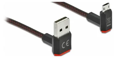 Produktbild von DeLOCK EASY-USB 2.0 Kabel Typ-A Stecker zu EASY-USB Typ Micro-B Stecker gewinkelt oben / unten 1 m schwarz, 1 m, USB A, Micro-USB B, USB 2.0, Schwarz