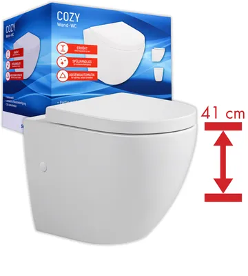 Produktbild von sanicomfort Tiefspül Wand-WC Cozy erhöht Spülrandlos inkl. Sitz