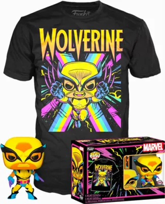 Immagine prodotto di Figurka Funko Pop! Marvel Wolverine Black Light z koszulką - Set POP & Tee
