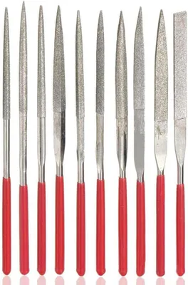 Produktbild von 10 Stück Mini-Diamant-Nadelfeilen Set mit Gummigriff 2x100mm
