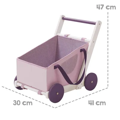 Produktbild von roba Puppenwagen 'Fienchen', zur Tragetasche für Puppenbabys umfunktionierbar, inkl. textile Ausstattung, flieder/weiß