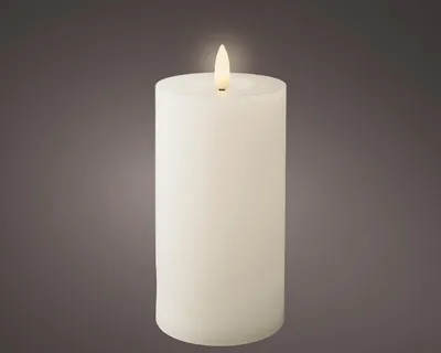 Produktbild von LED Kerze Wachs Flacker-Effekt D.7cm H.15cm weiß/warmes weiß