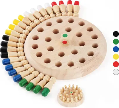 Produktbild von Holz Memory-Stick-Schachspiel Set, 1 Stück, Kommt Mit Würfel Und Farbigen Holzstäbchen, Ideal Für Kinder Ab 2 Jahren Und Familienzeit